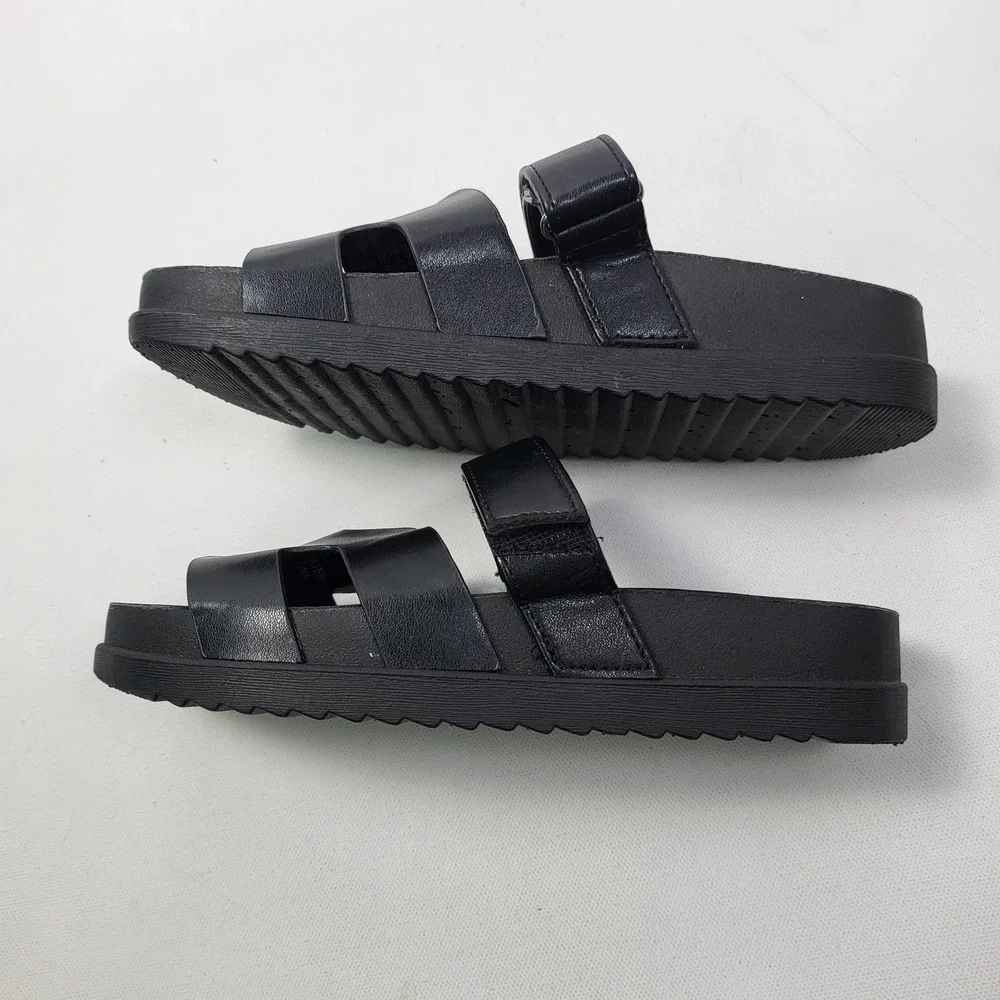 Madden Girl Black Sandals Slides Adjustable‎ Strap Casual Kids Size 6